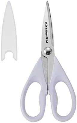 KitchenAid All Purpose Kitchen Shears with Protective Sheath Durable Stainless Steel Scissors, Dishwasher Safe, Soft Grip Comfort Handle, 8.72 Inch, Lavendar Cream by Unknown