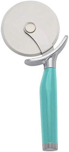KitchenAid Classic Pizza Wheel with Sharp Blade For Cutting Through Crusts, Pies and More, Built In Finger Guard for Safety and Comfort Grip to Protect Fingers, Dishwasher Safe, 9-Inch, Aqua Sky by Unknown