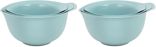 KitchenAid Universal Nesting Plastic Mixing Bowls with Non Slip Base and Pour Spout, Dishwasher Safe, 2.5, 3.5 and 4.5 quart, Aqua Sky, Set of 3 (Pack of 2) by Unknown