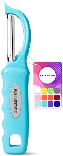 Rainspire Vegetable Peeler Potato Peelers for Kitchen, Sharp Stainless Steel Blades Veggie, Comfortable Handle Fruit Peeler, Carrot Peeler Apple Peeler Dishwasher Safe, Blue, 1-Pack by Rainspire