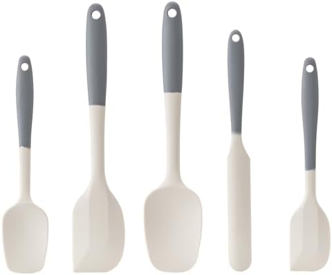 Silicone Spatula Set,5 Piece Food Grade Rubber Spatulas,Gray+White by Hoewina