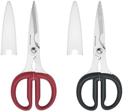 KitchenAid Multipurpose Shear Set, Versatile Scissors with Nutcracker, Bottle Opener, Ergonomic Handles with Protective Blade Covers, 2 Piece by Unknown