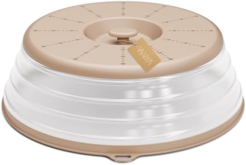 WVM Microwave Splatter Cover Vented for Food with Hook Hole, Splatter Guard & Colander Kitchen Gadget for Food, Meal Prep, Beige, M(11"x3.26")-Pack of 1 by WVM