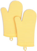 KITCHENAID Ribbed Soft Silicone Oven Mitt 2-Pack Set, 7.5"x13", Butter Yellow by KitchenAid