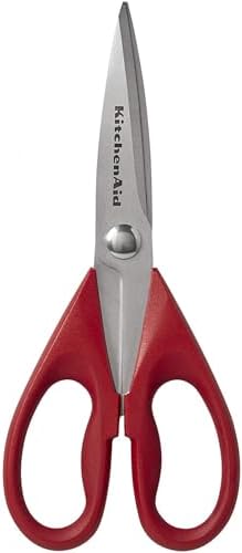 KitchenAid All Purpose Kitchen Shears with Protective Sheath Durable Stainless Steel Scissors, Dishwasher Safe, Soft Grip Comfort Handle, 8.72 Inch, Red by Unknown