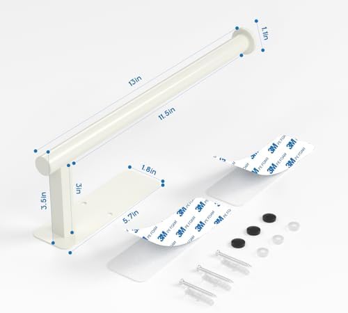 ASTOFLI Paper Towel Holder Under Cabinet No Drilling, Self Adhesive Paper Towel Holder Wall Mount for Kitchen Rack, Under Counter Napin Holder No Drill, RV, 304 Stainless Steel, White - Image 2