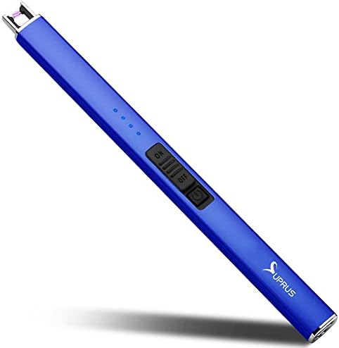 SUPRUS Electric Lighter Arc Windproof Flameless USB Rechargeable Lighter with Safety Lock for Candle BBQ Camping (Dark Blue) by SUPRUS