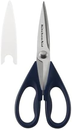 KitchenAid All Purpose Kitchen Shears with Protective Sheath Durable Stainless Steel Scissors, Dishwasher Safe, Soft Grip Comfort Handle, 8.72 Inch, Ink Blue by Unknown