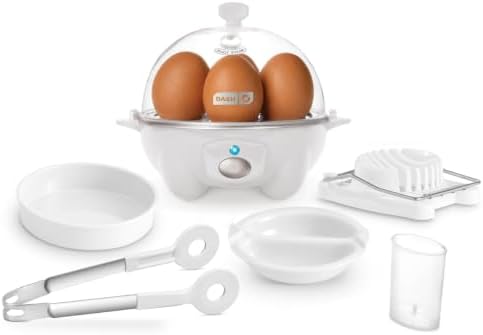 Dash Rapid Egg Cooker | Compact Poacher, Steamer, Boiler and Omelette Maker for Meal Prep, 7 Hard-Boiled Capacity with Auto Shut Off, Includes Egg Cutter & Tongs, Great for Dorms & Apartments, White - Image 2