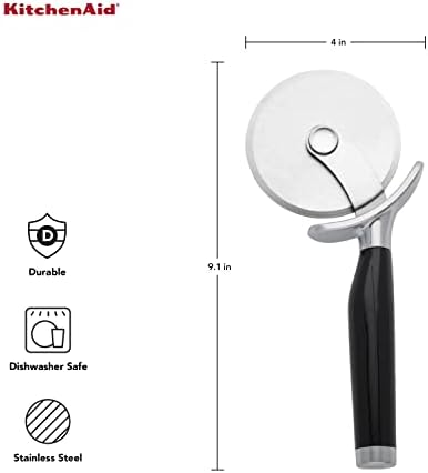 KitchenAid Classic Pizza Wheel with Sharp Blade For Cutting Through Crusts, Pies and More, Built In Finger Guard for Safety and Comfort Grip to Protect Fingers, Dishwasher Safe, 9-Inch, Black - Image 2