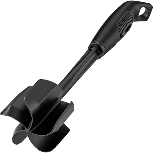 Ourokhome Meat Chopper and Potato Masher, Heat Resistant Nylon Ground Beef Smasher for Hamburger, 5 Curved Blades Nonstick Mixer & Stirrer, Practical Kitchen Gadgets, Black by Ourokhome