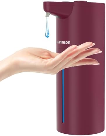 Automatic Soap Dispenser Touchless, Hands-Free, Multi Adjustable Volume, Long Battery Life, Compatible with Thick & Thin Dish/Hand Soap for Bathroom and Kitchen, Easy for Toddlers, Red by Aunmaon