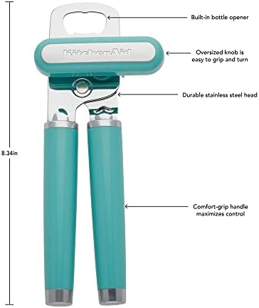 KitchenAid Classic Multifunction Can Opener and Bottle Opener Easy to Use,Razor Sharp Stainless Steel Cutting Wheel,Soft Ergonomic Handles,Aqua Sky,(Pack of 12) - Image 2