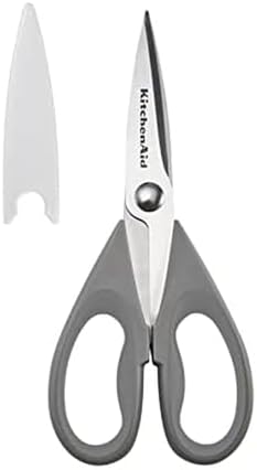 KitchenAid All Purpose Kitchen Shears with Protective Sheath Durable Stainless Steel Scissors, Dishwasher Safe, Soft Grip Comfort Handle, 8.72 Inch, Gray by Unknown