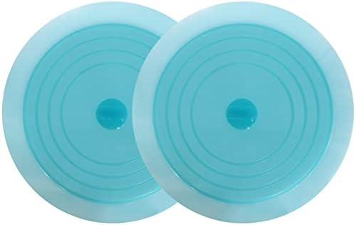 V-TOP Tub Stopper 2 Pack, 6 inches Large Silicone Drain Plug Hair Stopper Flat Suction Cover for Kitchen Bathroom and Laundry (Blue Transparent) by V-TOP