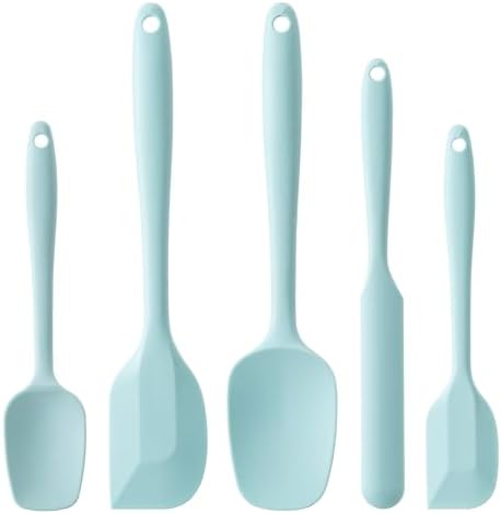 Silicone Spatula Set,5 Piece Food Grade Rubber Spatulas,Macaron Blue by Hoewina