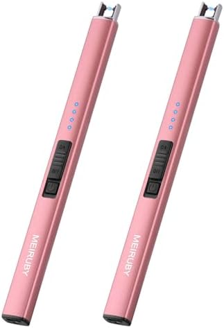 MEIRUBY 2 Pack Electric Candle Lighter, Christmas Stocking Stuffers Gifts for Women Mom Men Wife Sister, USB Arc Rechargeable Windproof Long Lighter for Candle BBQ Housewarming Birthday Gifts Idals by MEIRUBY