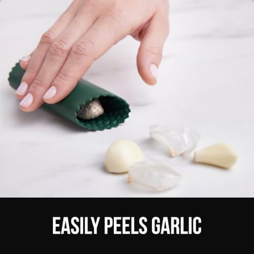 GORILLA GRIP Garlic Press and Peeler Set, Heavy Duty Mincer, Hunter Green - Image 7