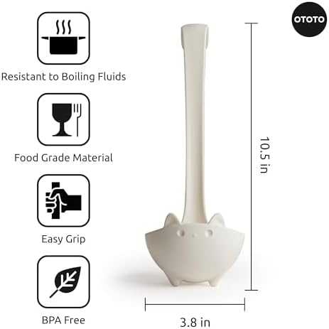 OTOTO Katie Cat Soup Ladle - Halloween Gifts Black, Gothic Gifts, Spooky Gift, Funny Kitchen Gadgets (Katie Cat, White) - Image 5