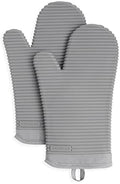 KITCHENAID Ribbed Soft Silicone Oven Mitt 2-Pack Set, 7.5"x13", Grey by KitchenAid
