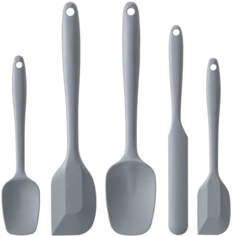 Silicone Spatula Set,5 Piece Food Grade Rubber Spatulas,Grey by Hoewina
