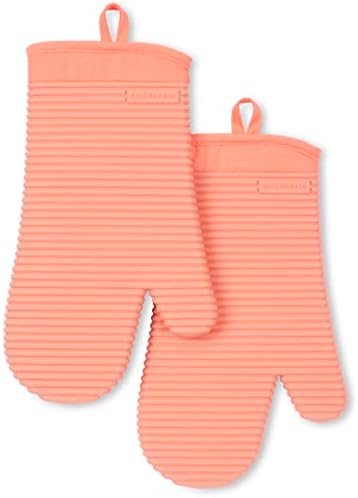 KITCHENAID Ribbed Soft Silicone Oven Mitt 2-Pack Set, 7.5"x13", Bird of Paradise by KitchenAid