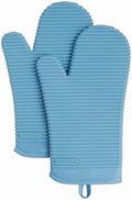 KITCHENAID Ribbed Soft Silicone Oven Mitt 2-Pack Set, 7.5"x13", Blue Velvet by KitchenAid