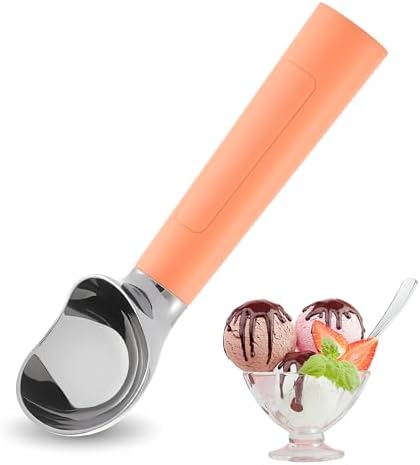 Heated Ice Cream Scoop Rechargeable, Electric Warming Ice Cream Scooper with LED Display, Heats to 158°F for Hard Ice Cream, Easy for Seniors & Kids, IP67 Waterproof (Peach Fuzz, 2oz) by FrostJoy