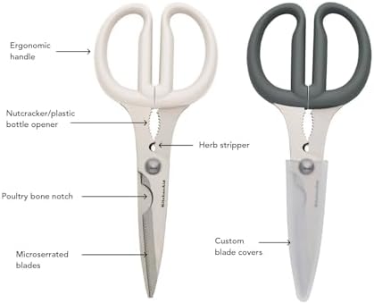 KitchenAid Multipurpose Shear Set – Versatile Scissors with Nutcracker, Bottle Opener, Ergonomic Handles with Protective Blade Covers, 2-Piece - Image 6