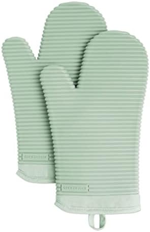 KITCHENAID Ribbed Soft Silicone Oven Mitt 2-Pack Set, 7.5"x13", Pistachio by KitchenAid