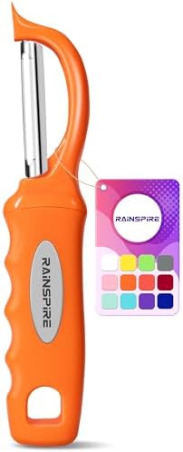 Rainspire Vegetable Peeler Potato Peelers for Kitchen, Sharp Stainless Steel Blades Veggie, Comfortable Handle Fruit Peeler, Carrot Peeler Apple Peeler Dishwasher Safe, Orange, 1-Pack by Rainspire