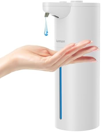 Aunmaon Automatic Soap Dispenser Touchless, Modern, Kitchen & Bathroom, Hands-Free, Adjustable Volume, Long Battery Life, Compatible with Thick & Thin Soap, Easy for Toddlers, Clog-Free, White by Aunmaon