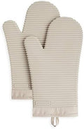 KITCHENAID Ribbed Soft Silicone Oven Mitt 2-Pack Set, 7.5"x13", Milkshake Tan by KitchenAid