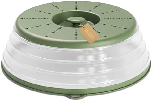 WVM Microwave Splatter Cover Vented for Food with Hook Hole, Splatter Guard & Colander Kitchen Gadget for Food, Meal Prep, Green, M(11"x3.26")-Pack of 1 by WVM