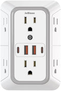 JcBlaon Outlet Extender Surge Protector - 6 Outlet Splitter with 4 USB Ports (2 USB C), Multiple Plug Expander Wall Charger, 3 Sided Multi Plug Wall Adapter Power Strip for Home Office Kitchen Travel by JcBlaon