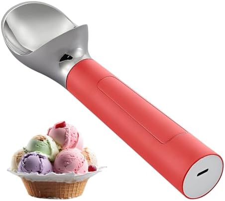 Heated Ice Cream Scoop Rechargeable, Electric Warming Ice Cream Scooper with LED Display, Heats to 158°F for Hard Ice Cream, IP67 Waterproof (Red, 2 oz) by FrostJoy
