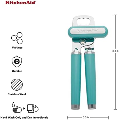 KitchenAid Classic Multifunction Can Opener and Bottle Opener Easy to Use,Razor Sharp Stainless Steel Cutting Wheel,Soft Ergonomic Handles,Aqua Sky,(Pack of 12) - Image 3