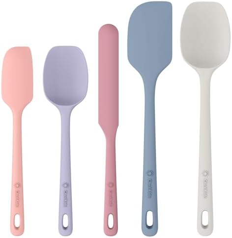 ChefAide 5 Pieces Silicone Spatulas Set, Heat Resistant Rubber Spatula by ChefAide