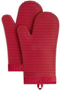 KITCHENAID Ribbed Soft Silicone Oven Mitt 2-Pack Set, 7.5"x13", Passion Red by KitchenAid