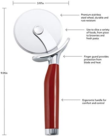KitchenAid Classic Pizza Wheel with Sharp Blade For Cutting Through Crusts, Pies and More, Built In Finger Guard for Safety and Comfort Grip to Protect Fingers, Dishwasher Safe, 9-Inch, Red - Image 2