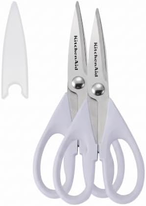 KitchenAid All Purpose Kitchen Shears with Protective Sheath Durable Stainless Steel Scissors,Dishwasher Safe,Soft Grip Comfort Handle,8.72 Inch,Lavendar Cream,(Pack of 2) by Unknown