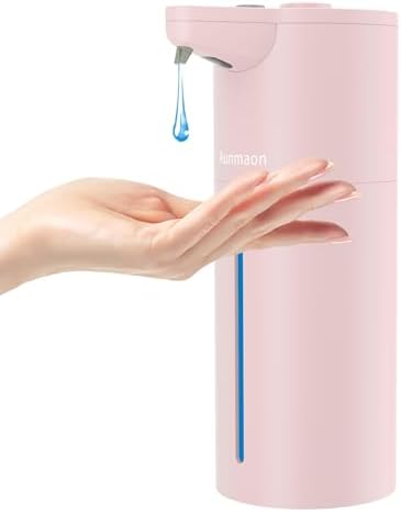 Aunmaon Automatic Soap Dispenser Touchless, Modern, Kitchen & Bathroom, Hands-Free, Adjustable Volume, Long Battery Life, Compatible with Thick & Thin Soap, Easy for Toddlers, Clog-Free, Pink by Aunmaon