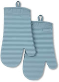 KITCHENAID Ribbed Soft Silicone Oven Mitt 2-Pack Set, 7.5"x13", Fog Blue by KitchenAid