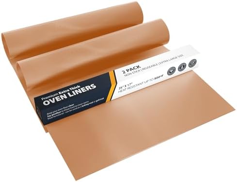 Oven Liners for Bottom of Oven - 2 Pack Large Heavy Duty Mats, 17”x25” Non-Stick Reusable Liner for Electric, Gas, Toasters, Grills - BPA & PFOA Free Kitchen Accessory to Keep It Clean (Copper) by LindasEssentials