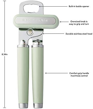 KitchenAid Classic Multifunction Can Opener and Bottle Opener Easy to Use, Razor Sharp Stainless Steel Cutting Wheel, Soft Ergonomic Handles, Pistachio, 8.34-Inch (Pack of 12) - Image 3