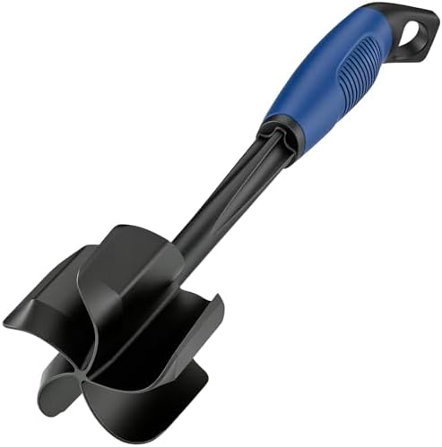 Ourokhome Meat Chopper and Potato Masher, Heat Resistant Nylon Ground Beef Smasher for Hamburger, 5 Curved Blades Nonstick Safe Mixer & Stirrer, Practical Kitchen Gadgets, Navy. by Ourokhome