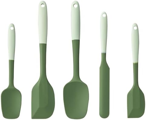 Silicone Spatula Set,5 Piece Food Grade Rubber Spatulas,Double-Green by Hoewina