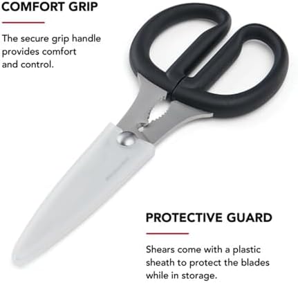 KitchenAid Multipurpose Shear Set, Versatile Scissors with Nutcracker, Bottle Opener, Ergonomic Handles with Protective Blade Covers, 2 Piece - Image 3