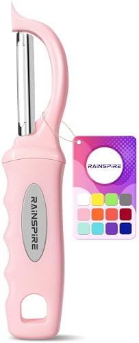 Rainspire Vegetable Peeler Potato Peelers for Kitchen, Sharp Stainless Steel Blades Veggie, Comfortable Handle Fruit Peeler, Carrot Peeler Apple Peeler Dishwasher Safe (1, Pink) by Rainspire