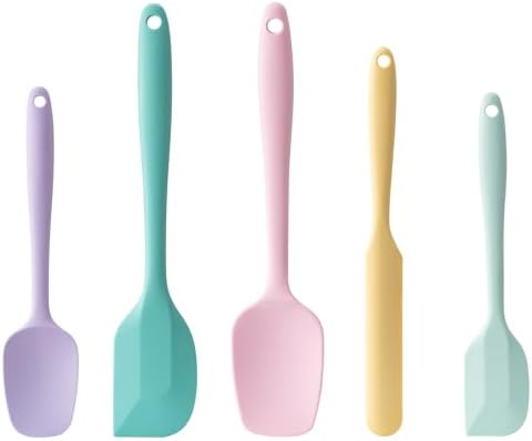 Silicone Spatula Set,5 Piece Food Grade Rubber Spatulas,Multicolor 3 by Hoewina